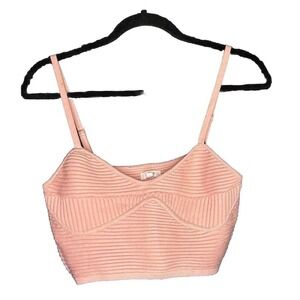 AERIE NWT Pink Cropped Tank Women Junior Size M‎ 
MSRP $44.95 Ribbed Adjustable